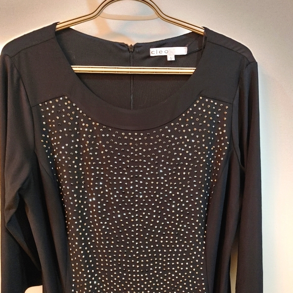 Cleo Black Studded Long-Sleeve Party Dress (Sparkly!) - Picture 2 of 5